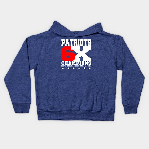 PATRIOTS 6 TIMES CHAMPIONS Kids Hoodie by MarkBlakeDesigns